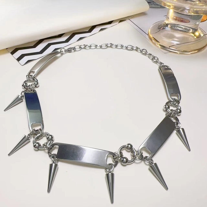 Silver rivet patchwork choker necklace  | Festival Outfits Women
