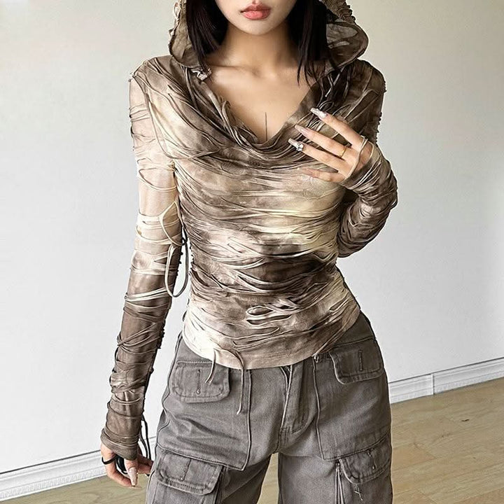 Hoodie long sleeve tie dye top  | Festival Outfits Women