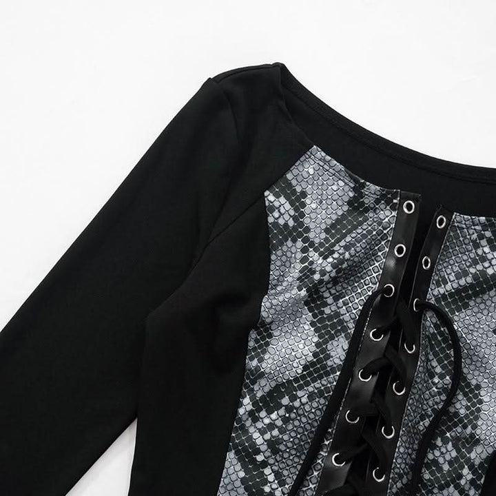 Long sleeve print lace up top  | Festival Outfits Women