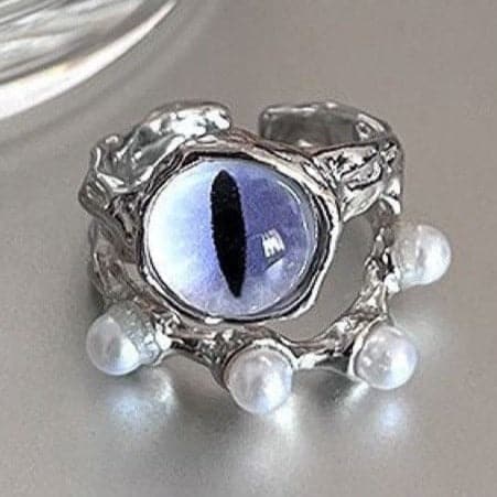 Purple eye decor open faux pearl ring  | Festival Outfits Women