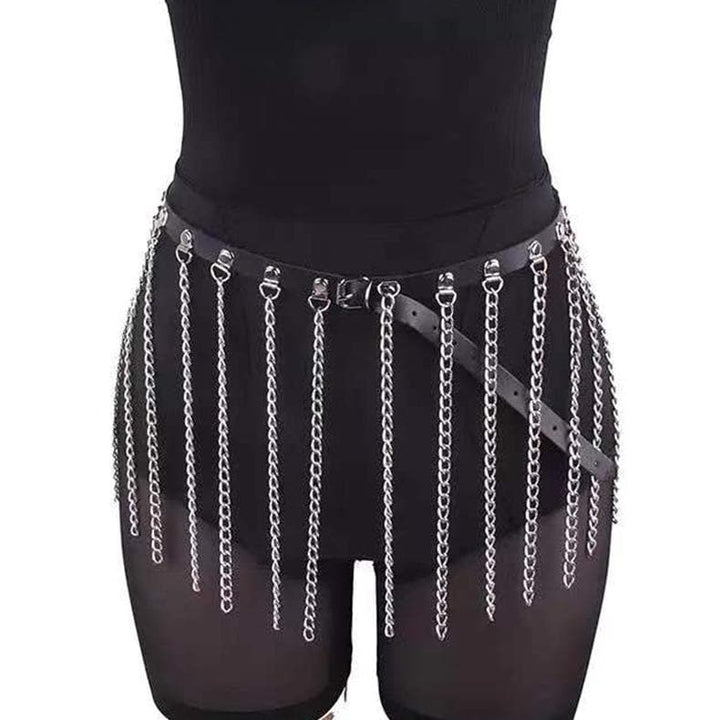 PU leather metal chain tassels belt  | Festival Outfits Women