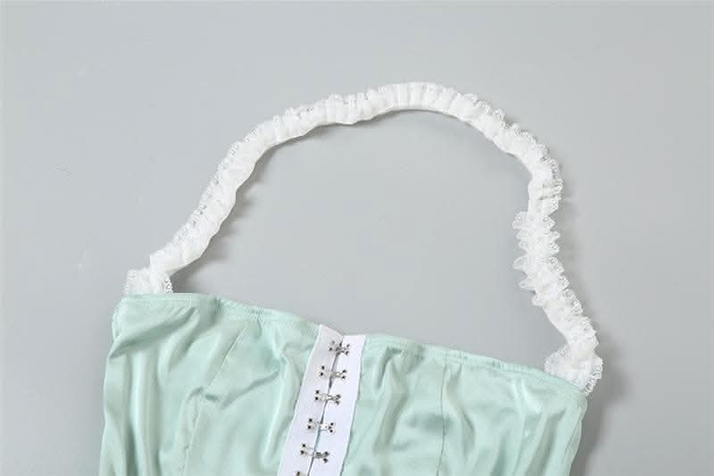 Halter button mesh backless mini dress-final-sale  | Festival Outfits Women