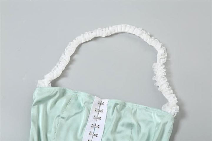 Halter button mesh backless mini dress-final-sale  | Festival Outfits Women