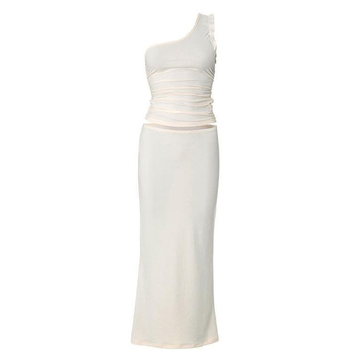 One shoulder ruffle irregular maxi skirt set  | Festival Outfits Women