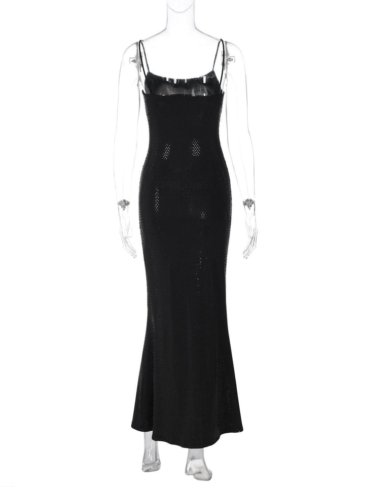U neck polka dot cami maxi dress  | Festival Outfits Women