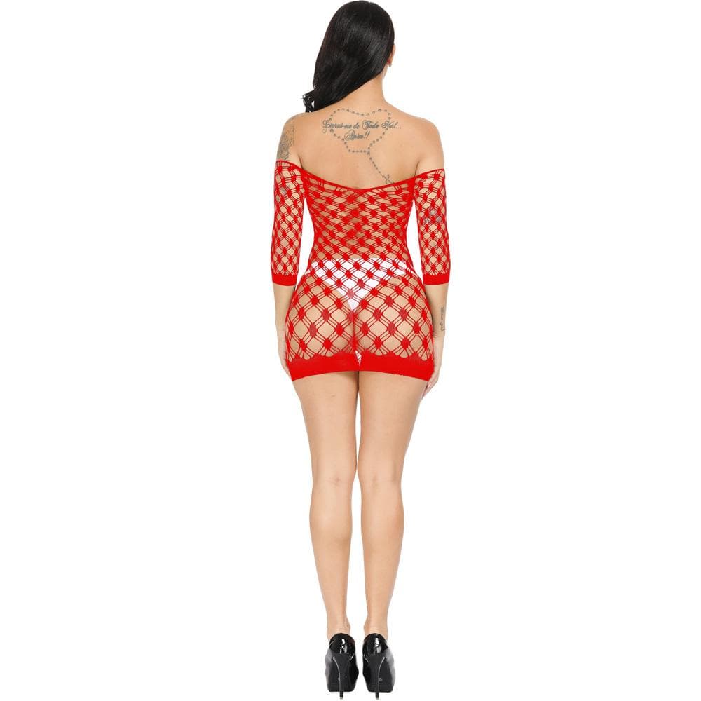 Long sleeve off shoulder net backless mini dress  | Festival Outfits Women