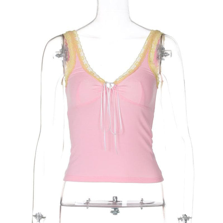 Lace hem self tie cami top  | Festival Outfits Women