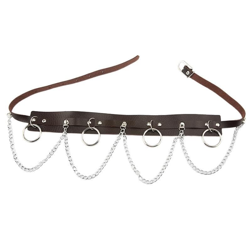 PU leather o ring metal chain belt  | Festival Outfits Women