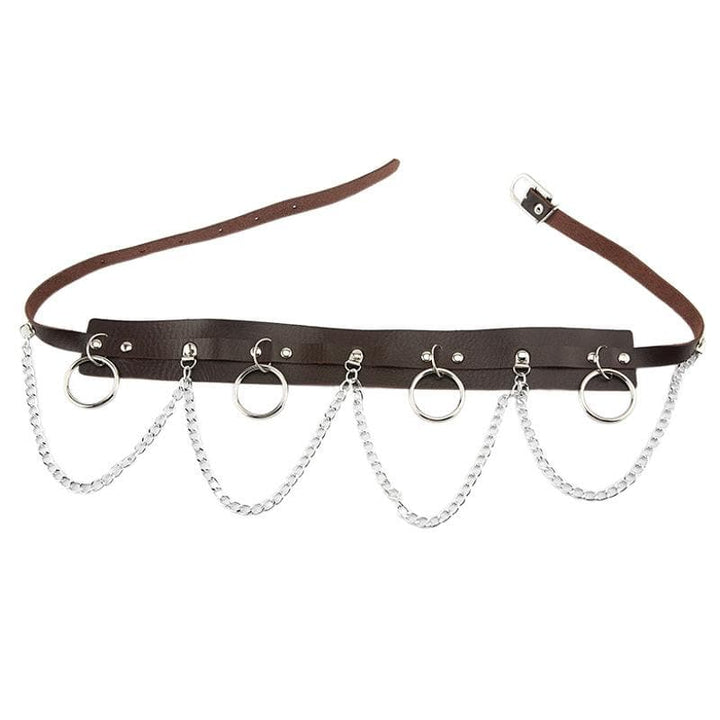 PU leather o ring metal chain belt  | Festival Outfits Women