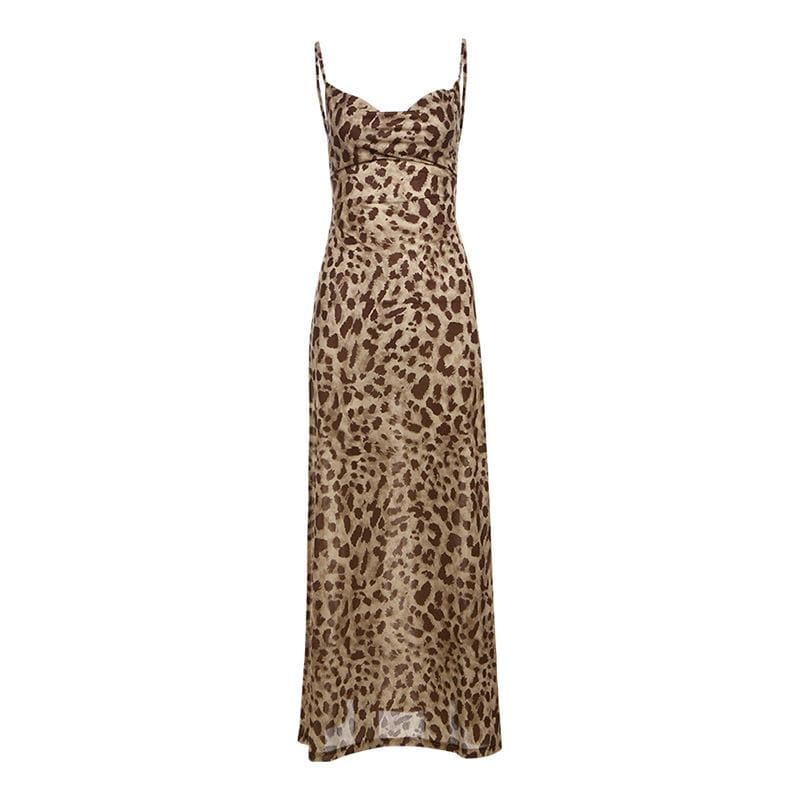 Leopard print cowl neck cami maxi dress  | Festival Outfits Women