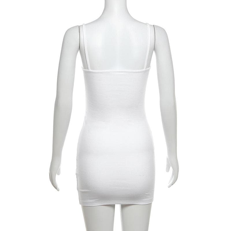 U neck body print hollow out cami cut out mini dress  | Festival Outfits Women