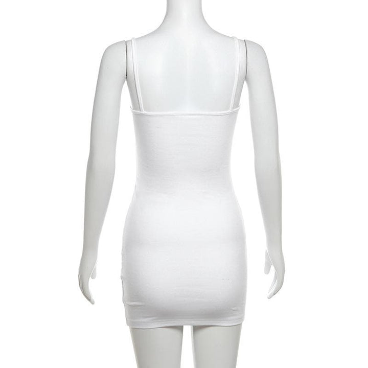 U neck body print hollow out cami cut out mini dress  | Festival Outfits Women