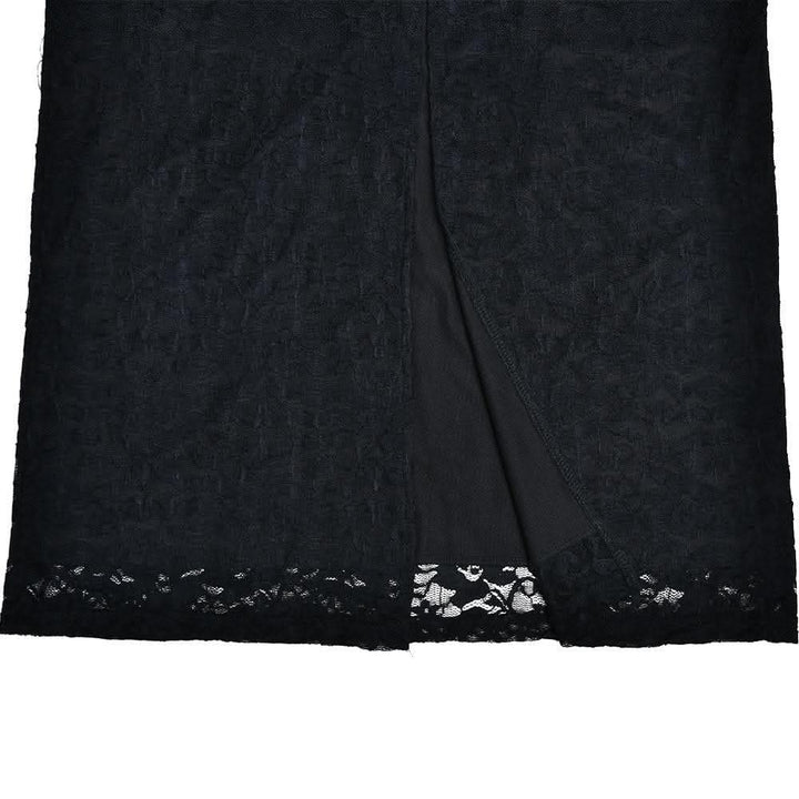 Button slit zip-up solid lace low cut maxi dress-final-sale  | Festival Outfits Women