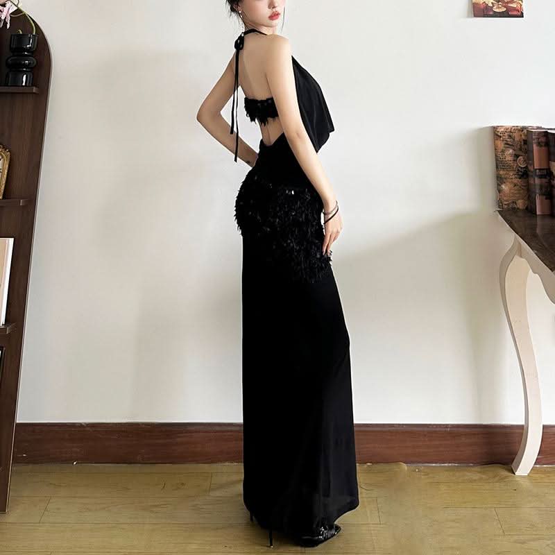 Glitter mesh patchwork fluffy maxi skirt  | Festival Outfits Women