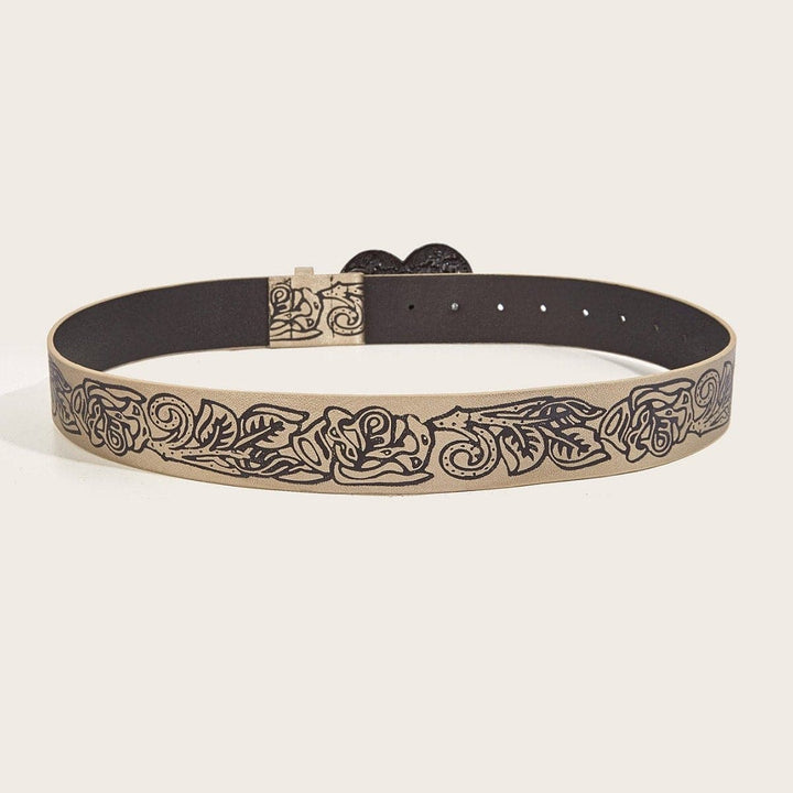 Heart print PU leather adjustable belt  | Festival Outfits Women