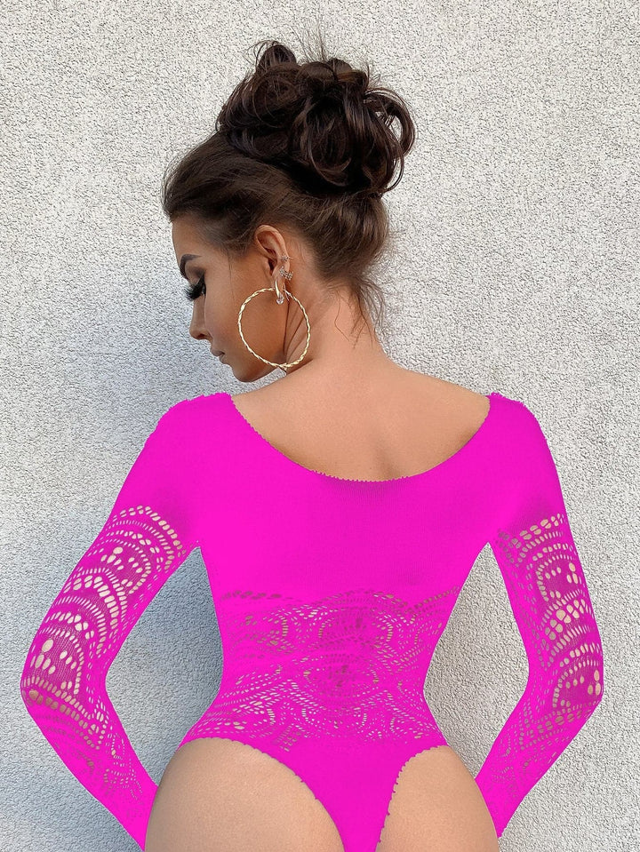 Long sleeve sheer lace see through bodysuit  | Festival Outfits Women