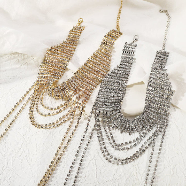 Layered rhinestone metal chain necklace  | Festival Outfits Women