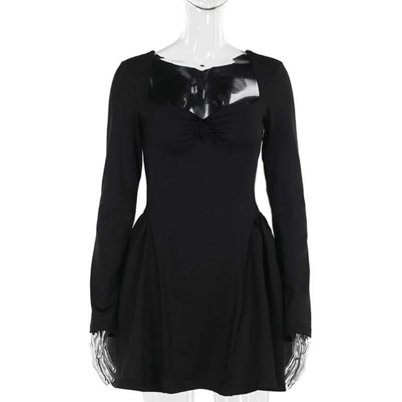 Long sleeve sweetheart neck bowknot mini dress  | Festival Outfits Women