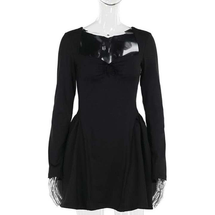 Long sleeve sweetheart neck bowknot mini dress  | Festival Outfits Women