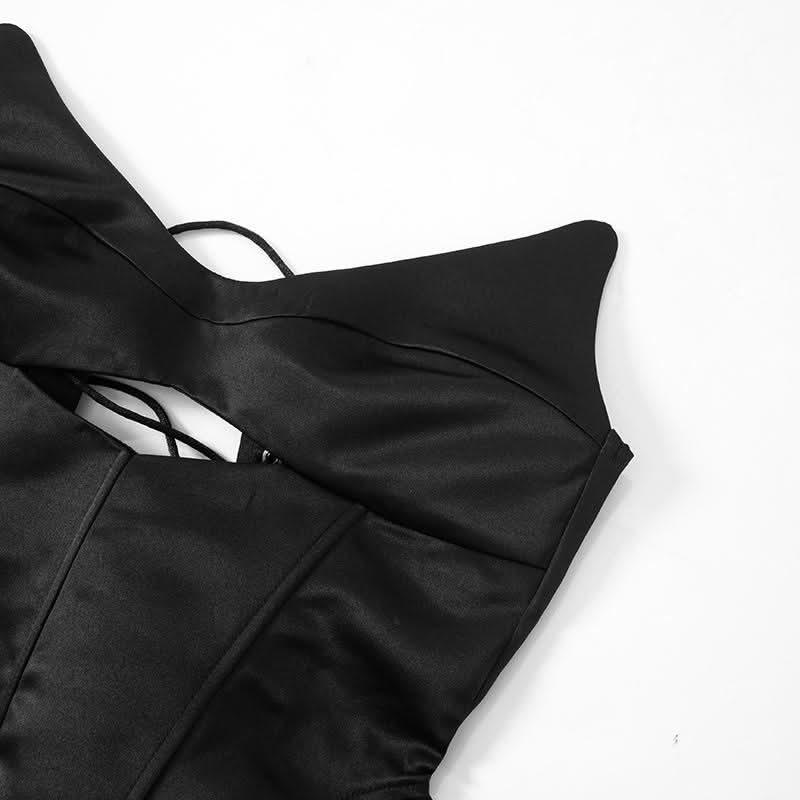 V neck corset lace up hollow out cut out top  | Festival Outfits Women