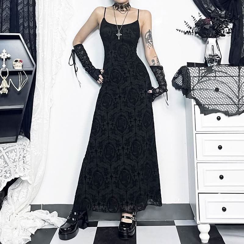 U neck cross print backless solid cami maxi dress  | Festival Outfits Women