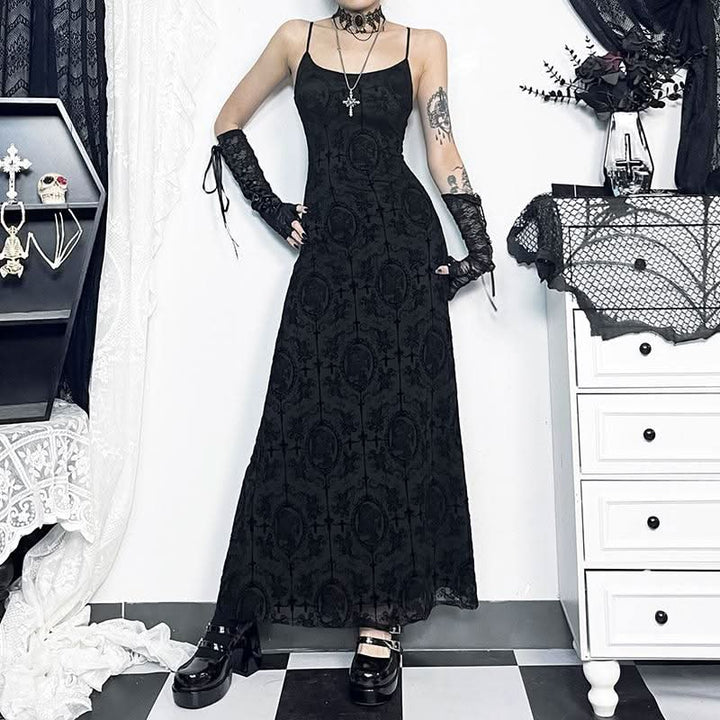 U neck cross print backless solid cami maxi dress  | Festival Outfits Women