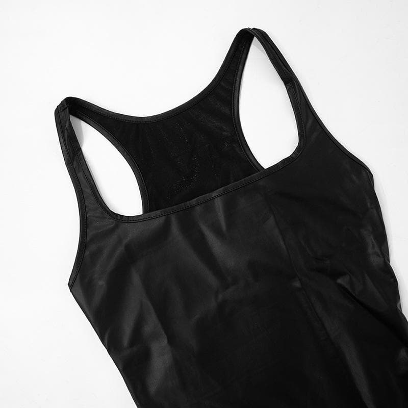 U neck PU leather tank top  | Festival Outfits Women