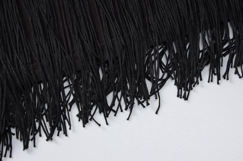 Tassels zip-up solid square neck backless cami mini dress-final-sale  | Festival Outfits Women