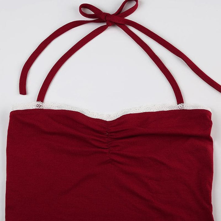 Tufafin Halter ruched mai kauri mara baya | Kayan Biki na Mata