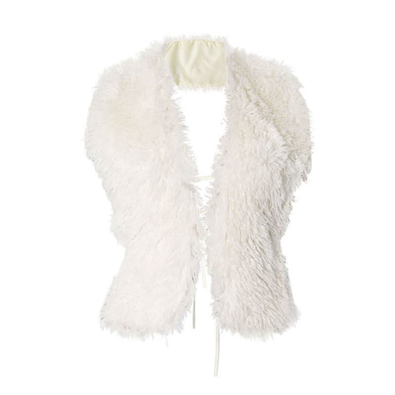 Halter fluffy self tie shrug top-final-sale
