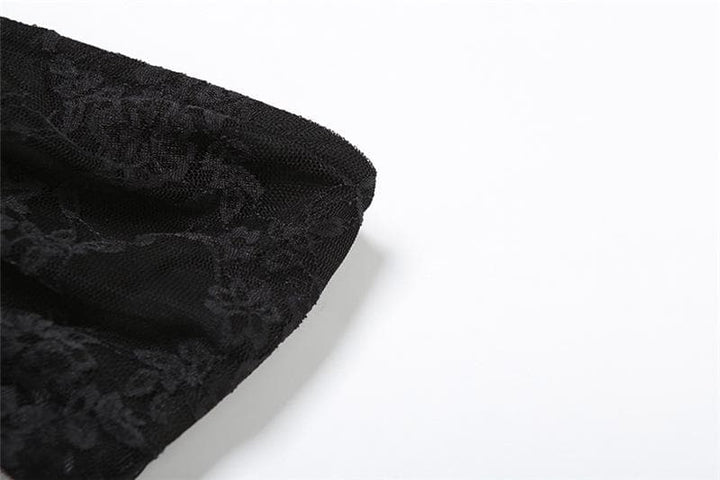 Lace ruched slit ruffle solid tube top  | Festival Outfits Women