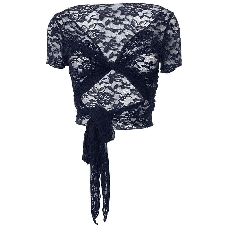 Lace mai gajeren hannu mai hanyoyi biyu | Kayan Biki na Mata