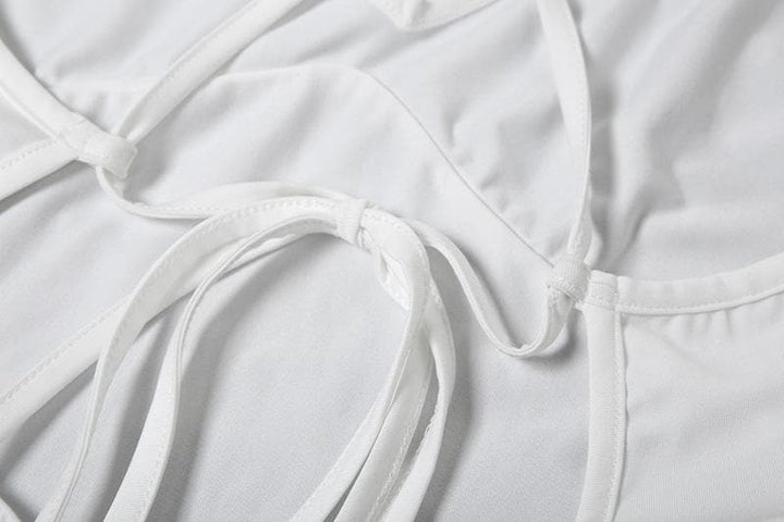 V neck flower applique cross back cami maxi dress  | Festival Outfits Women