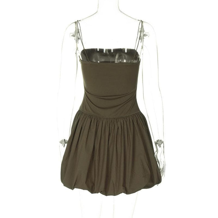 Ruched square neck solid cami mini dress  | Festival Outfits Women