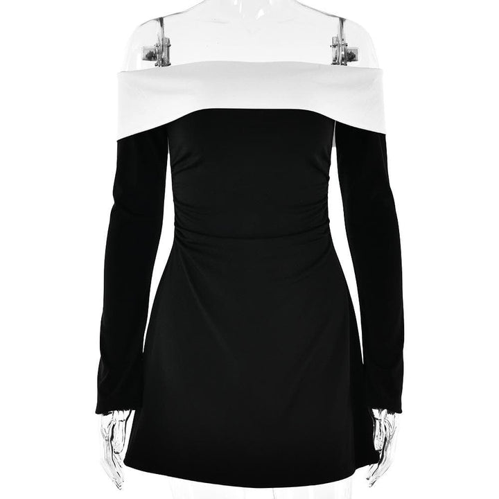 Long sleeve off shoulder patchwork backless mini dress  | Festival Outfits Women