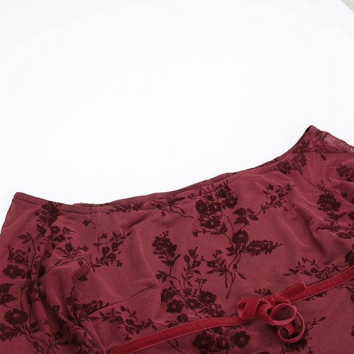 Flared sleeve off shoulder flower pattern top  | Festival Outfits Women