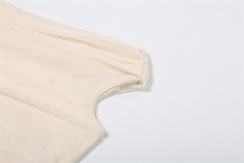 Off shoulder sheer mesh ruffle top  | Festival Outfits Women