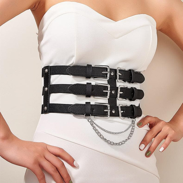 Layered metal chain buckle corset  | Festival Outfits Women