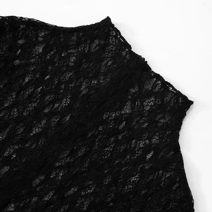 Long sleeve lace high neck zip-up see through jumpsuit  | Festival Outfits Women