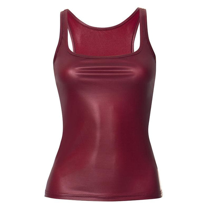 U neck PU leather tank top  | Festival Outfits Women