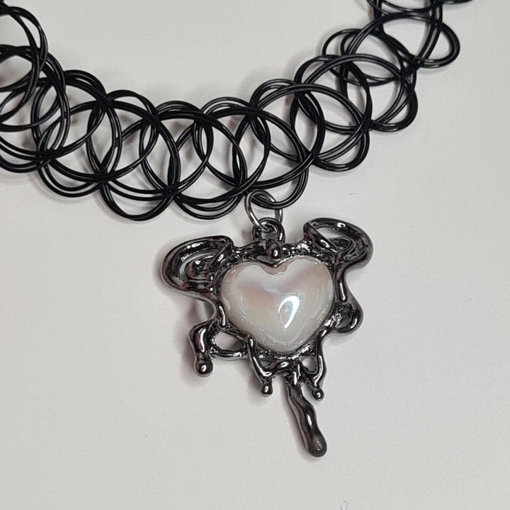 Black heart pendant choker necklace  | Festival Outfits Women