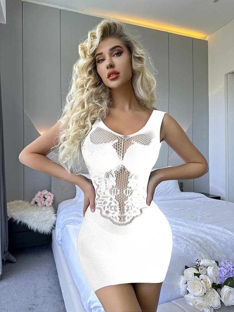 U neck cross back net mini dress  | Festival Outfits Women