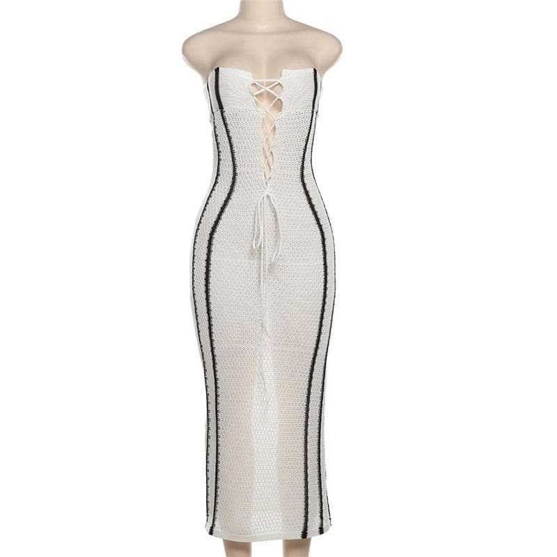 Knitted cross front tube maxi dress-final-sale  | Festival Outfits Women