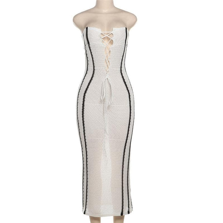 Knitted cross front tube maxi dress-final-sale  | Festival Outfits Women