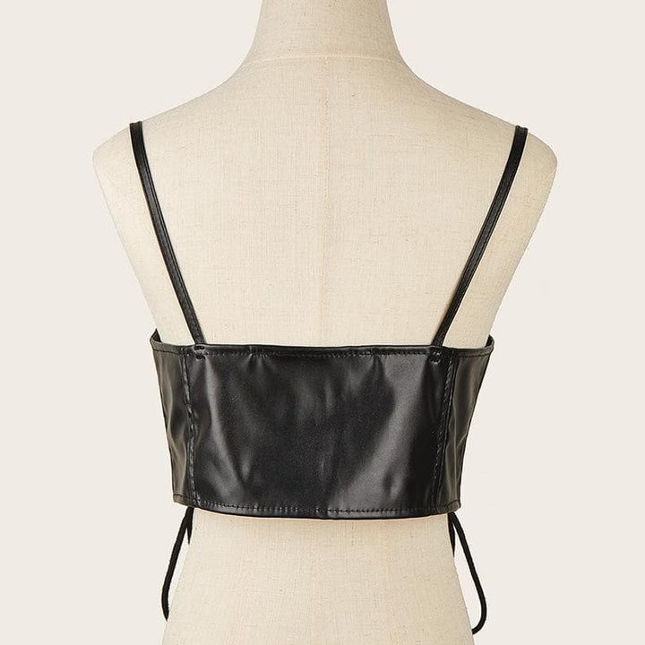 PU leather lace up solid cami corset  | Festival Outfits Women