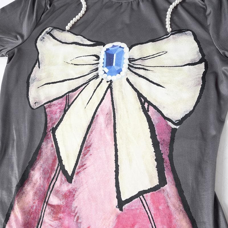 Short sleeve body print high slit maxi dress  | Festival Outfits Women