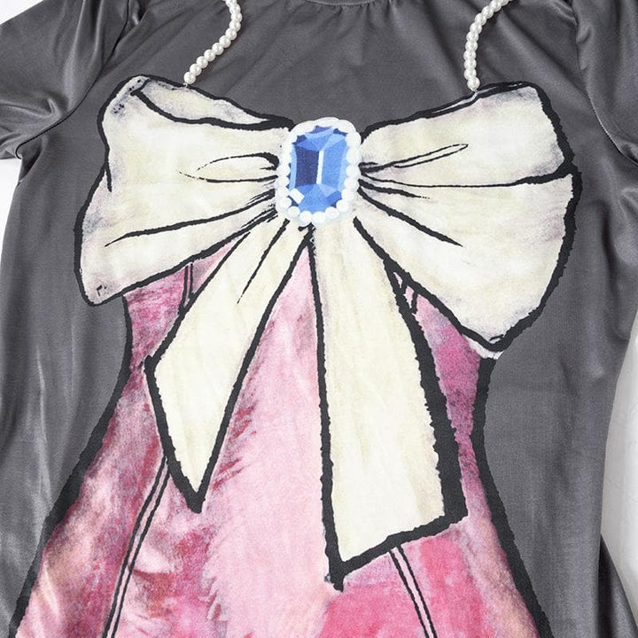 Short sleeve body print high slit maxi dress  | Festival Outfits Women