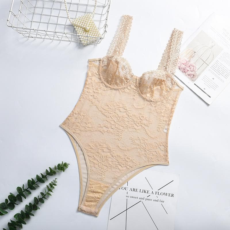 Sheer lace see through backless cami bodysuit  | Festival Outfits Women