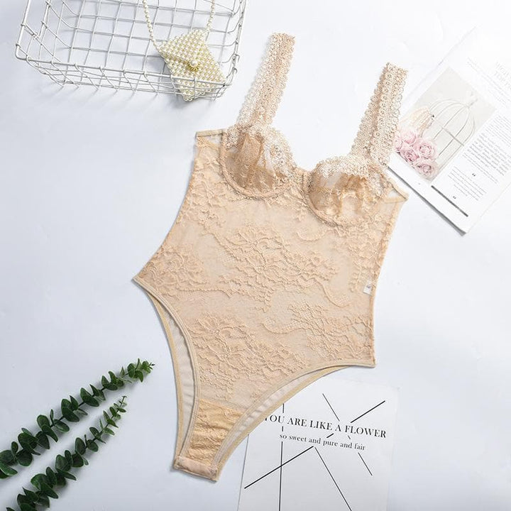 Sheer lace see through backless cami bodysuit  | Festival Outfits Women