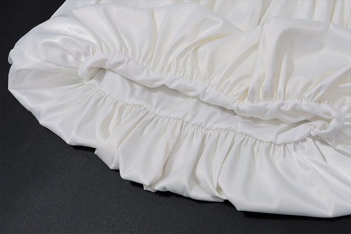 One off shoulder irregular lace up satin ruffle puff skirt set Cargo Mini Skirt  | Festival Outfits Women